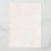 Modern Roos Goud & Blauw Bloemen Bruiloft Folie Uitnodiging (Achterkant)