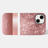 Modern Roos Goud Blush Folie Faux Glitter Monogram Case-Mate iPhone Case (Achterkant (horizontaal))