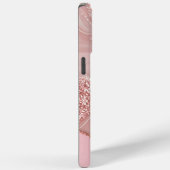 Modern Roos Goud Chique Glitter Monogram Case-Mate iPhone Case (Achterkant / Rechts)