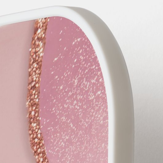 Modern Roos Goud Chique Glitter Monogram Pickleball Paddle (Links Detail)