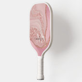 Modern Roos Goud Chique Glitter Monogram Pickleball Paddle (Links)