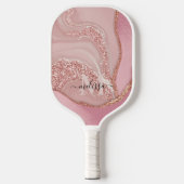 Modern Roos Goud Chique Glitter Monogram Pickleball Paddle (Voorkant)