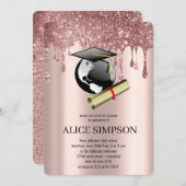 Modern Roos Goud Chique Minimalistisch Afstuderen Kaart (Voorkant / Achterkant)