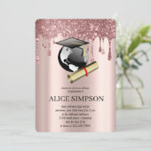 Modern Roos Goud Chique Minimalistisch Afstuderen Kaart (Staand voorkant)