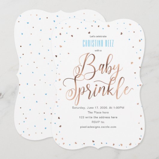 Modern, Roos goud, eenvoudig, Sprinkle met liefde, Kaart (Voorkant / Achterkant)