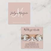 Modern roos goud elegant script handtekening monog vierkante visitekaartje (Voorkant / Achterkant)