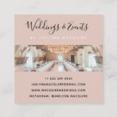 Modern roos goud elegant script handtekening monog vierkante visitekaartje (Achterkant)