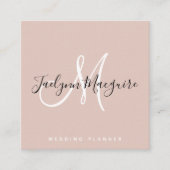 Modern roos goud elegant script handtekening monog vierkante visitekaartje (Voorkant)