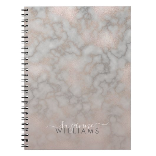 Modern Roos Goud en grijs Elegant Marmer Notitieboek (Voorkant)