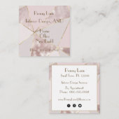 Modern Roos Goud en Roze Vierkant Visitekaartje (Voorkant / Achterkant)