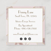 Modern Roos Goud en Roze Vierkant Visitekaartje (Achterkant)