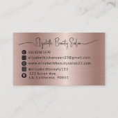 Modern Roos Goud Geborsteld Metaal Meisje Glam Mon Visitekaartje (Achterkant)