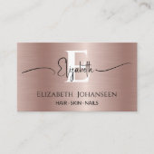Modern Roos Goud Geborsteld Metaal Meisje Glam Mon Visitekaartje (Voorkant)