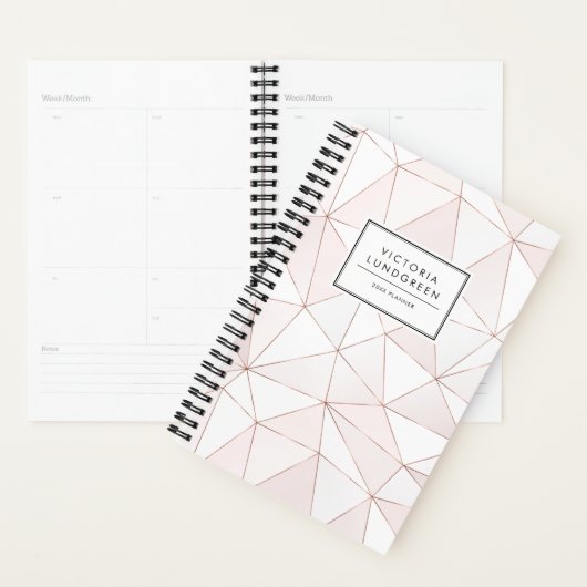 Modern Roos Goud Geometrisch Abstract Patroon Planner (Display)