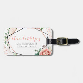 Modern Roos Goud Geometrisch Bagagelabel