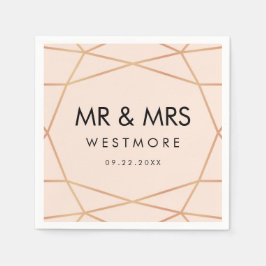 Modern Roos Goud Geometrisch Blush Roze Bruiloft Servet