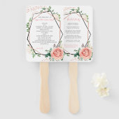 Modern Roos Goud Geometrisch Huwelijksprogramma Handwaaier (Voorkant en achterkant)