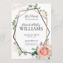 Modern Roos Goud Geometrische Bruiloft Receptie