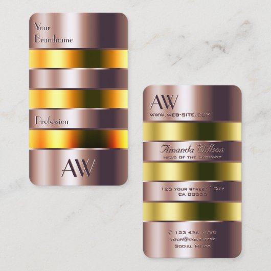 Modern Roos Goud Glas Sinaasappel Vloeistoffen en Visitekaartje (Voorkant / Achterkant)