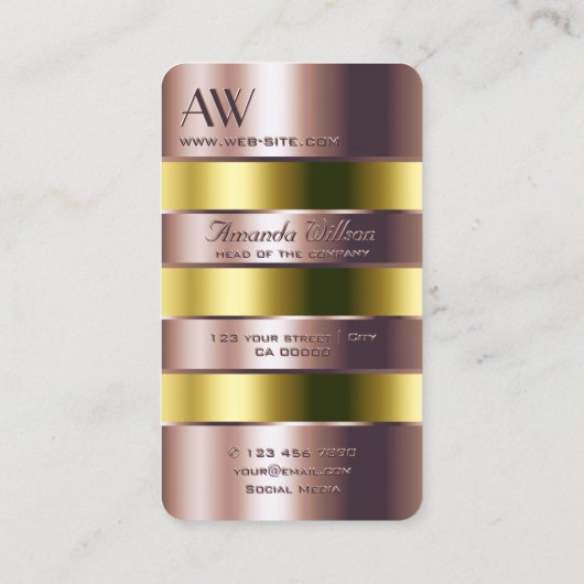 Modern Roos Goud Glas Sinaasappel Vloeistoffen en  Visitekaartje (Achterkant)