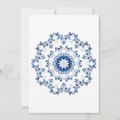 Modern Roos Goud Glitter Blauw Kant Mandala Bruilo Kaart (Achterkant)