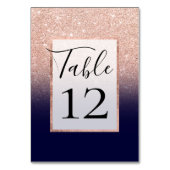 Modern roos goud glitter ombre gradient marineblau kaart (Voorkant)