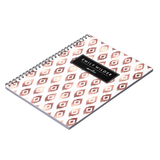 Modern Roos Goud Ikat | Notitieboek (Linkerzijde)