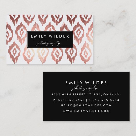 Modern Roos Goud Ikat | Visitekaartje (Voorkant / Achterkant)