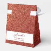 Modern Roos Goud Koper Glitter Sweet 16 Verjaardag Bedankdoosjes (Achterkant)