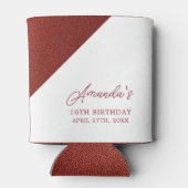 Modern Roos Goud Koper Glitter Sweet 16 Verjaardag Blikjeskoeler (Achterkant)