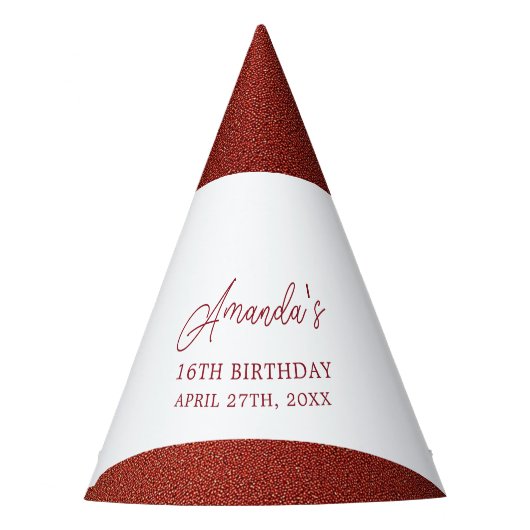 Modern Roos Goud Koper Glitter Sweet 16 Verjaardag Feesthoedjes (Voorkant)