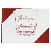 Modern Roos Goud Koper Glitter Sweet 16 Verjaardag Groot Cadeauzakje (Achterkant)