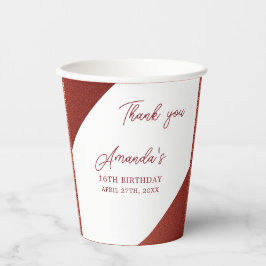 Modern Roos Goud Koper Glitter Sweet 16 Verjaardag Papieren Bekers