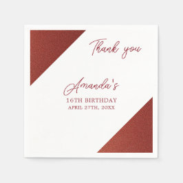 Modern Roos Goud Koper Glitter Sweet 16 Verjaardag Servet