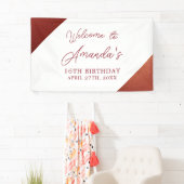 Modern Roos Goud Koper Glitter Sweet 16 Verjaardag Spandoek (Insitu)