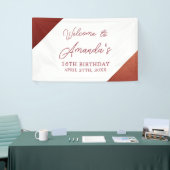 Modern Roos Goud Koper Glitter Sweet 16 Verjaardag Spandoek (Beurs)