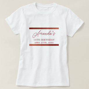 Modern Roos Goud Koper Glitter Sweet 16 Verjaardag T-shirt