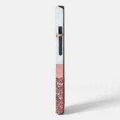 Modern Roos Goud Marmer Faux Glitter Monogram Case-Mate iPhone Case (Achterkant / Links)