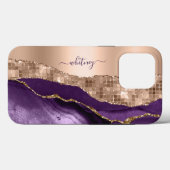 Modern Roos Goud Paarse Elegant Glitter Marmer Case-Mate iPhone Case (Achterkant (horizontaal))
