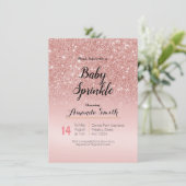 Modern Roos Goud Roze Baby Sprinkle uitnodiging (Staand voorkant)