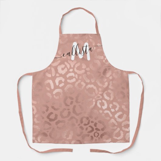Modern Roos Goud Roze Luipaard Cheetah Monogram Schort (Voorkant)