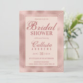 Modern Roos Goud Roze Streep Border Vrijgezellenfe Kaart (Staand voorkant)