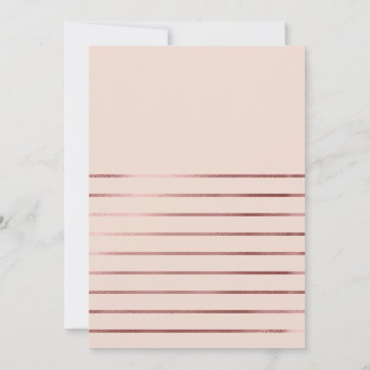 Modern Roos Goud Roze Streep Border Vrijgezellenfe Kaart (Achterkant)