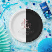 Modern Roos Goud Split Custom Monogram L Papieren Bordje (Feest)