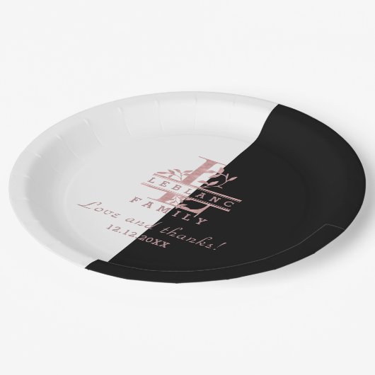 Modern Roos Goud Split Custom Monogram L Papieren Bordje (Gekanteld)