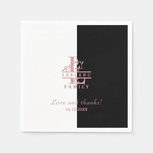 Modern Roos Goud Split Custom Monogram L Servet (Voorkant)