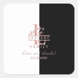 Modern Roos Goud Split Custom Monogram L Vierkante Sticker