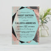 Modern Roos Goud Zwart Blauwgroen Geometrisch Zoet Kaart (Staand voorkant)