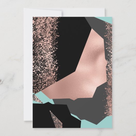 Modern Roos Goud Zwart Blauwgroen Geometrisch Zoet Kaart (Achterkant)