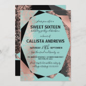 Modern Roos Goud Zwart Blauwgroen Geometrisch Zoet Kaart (Voorkant / Achterkant)